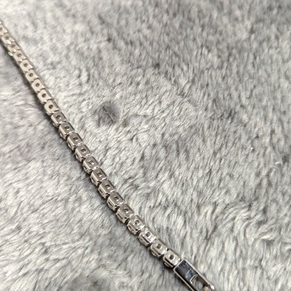 Classic CZ Tennis Bracelet set in Rhodium - 44 - 1/4 Carat Stones - Picture 6 of 9
